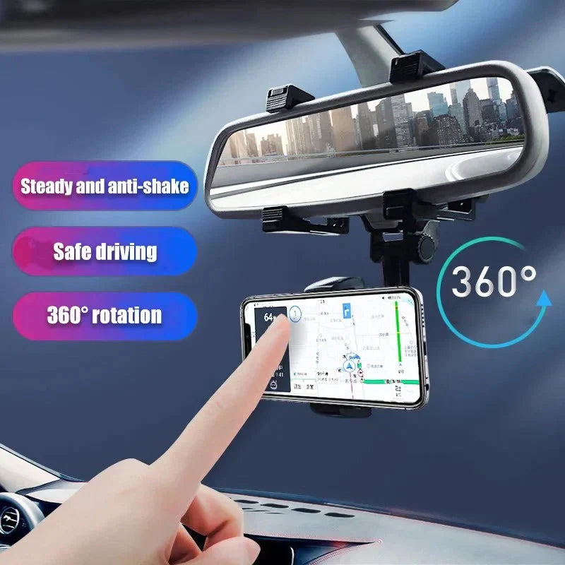 360° Rotatable Car Rearview Mirror Phone Holder