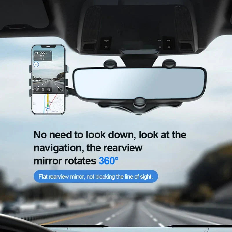 360° Rotatable Car Rearview Mirror Phone Holder