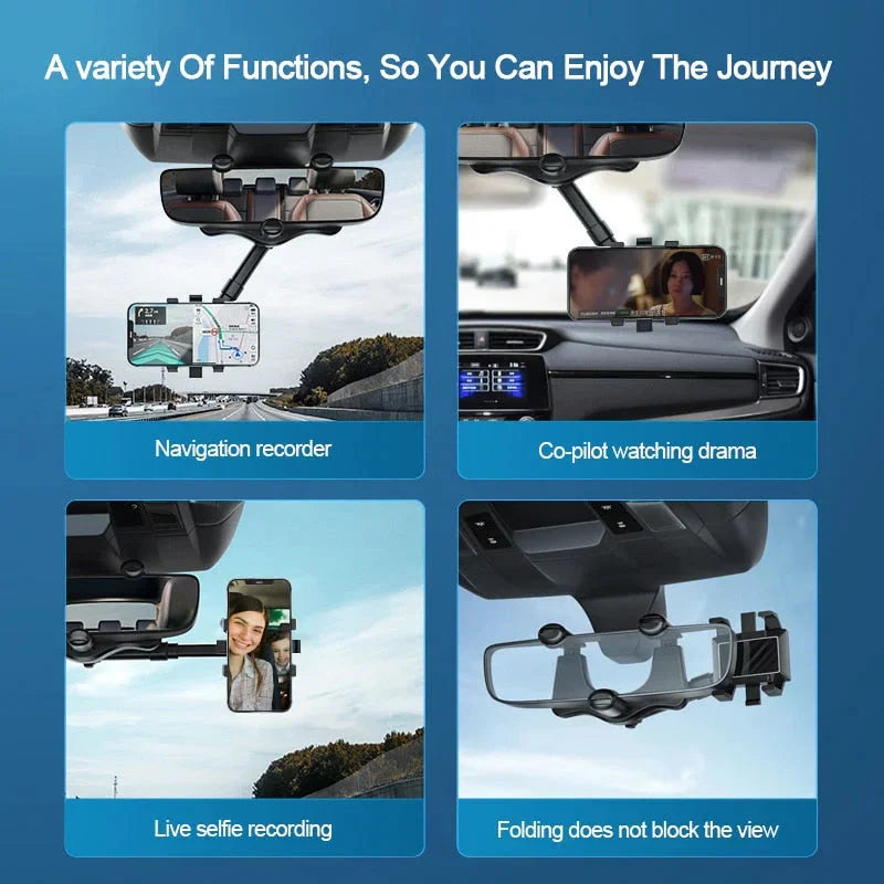 360° Rotatable Car Rearview Mirror Phone Holder
