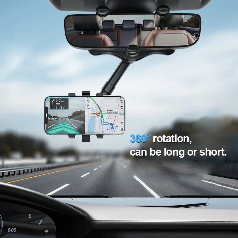 360° Rotatable Car Rearview Mirror Phone Holder