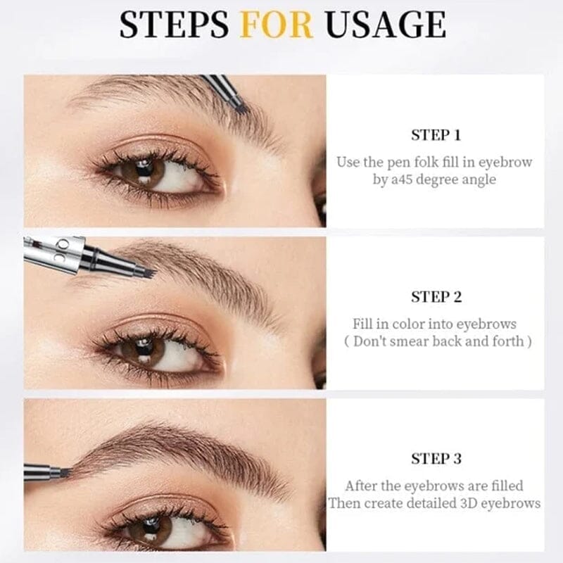3D Waterproof Microblading Eyebrow Pen 4 Fork Tip Tattoo Pencil (2 pcs)